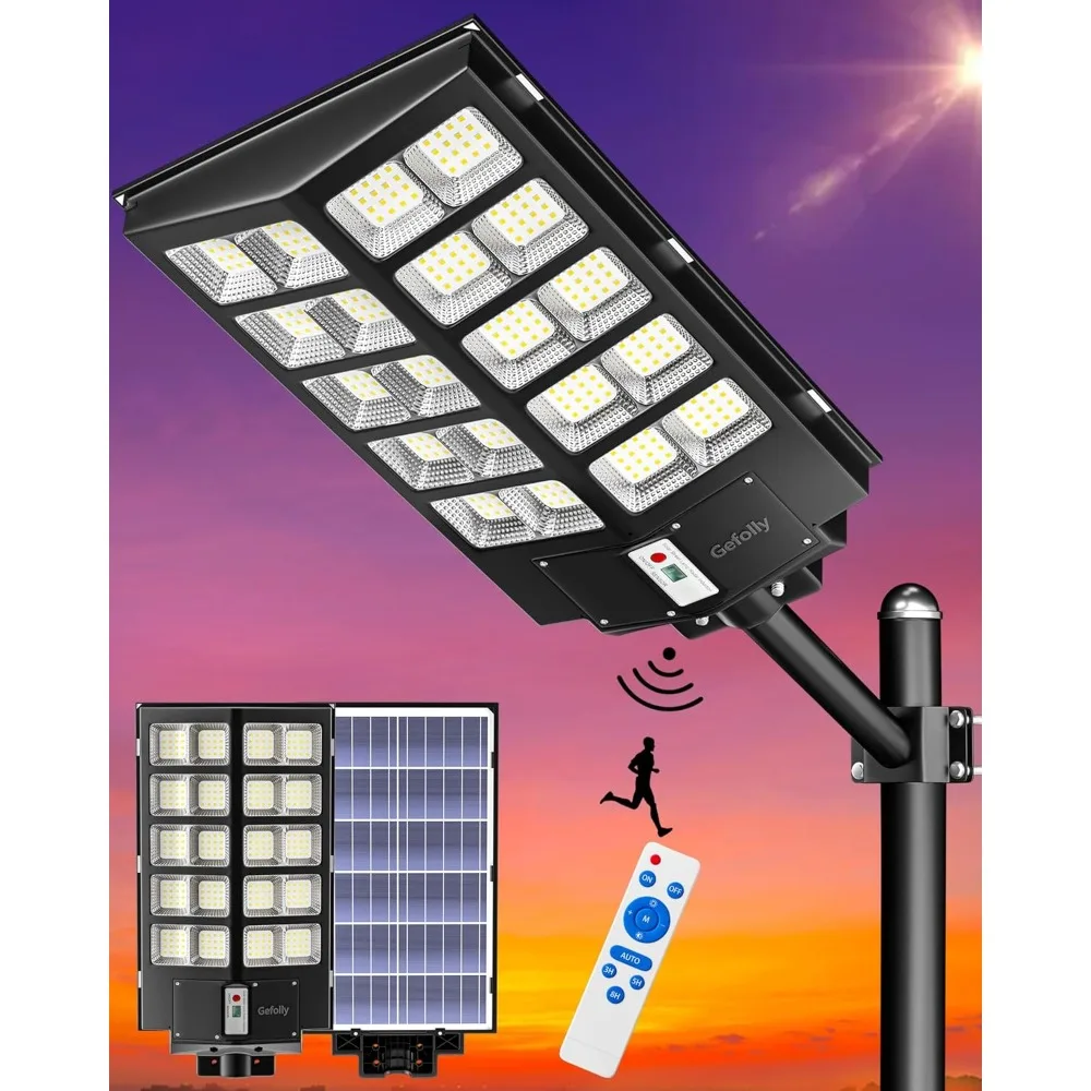 

Solar Street Lights 3200W, 6500K Dusk To Dawn Security Flood Motion Sensor Led Lamp, Easy Installation Outdoor Lights