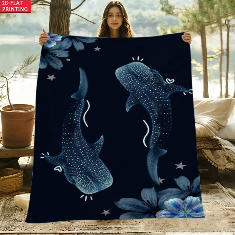 Nautical Sun Cloud Whale Sailboat Throw Blanket Office Patio Rest Spot Warm Blanket Living Room Guest Den Sunroom Presents