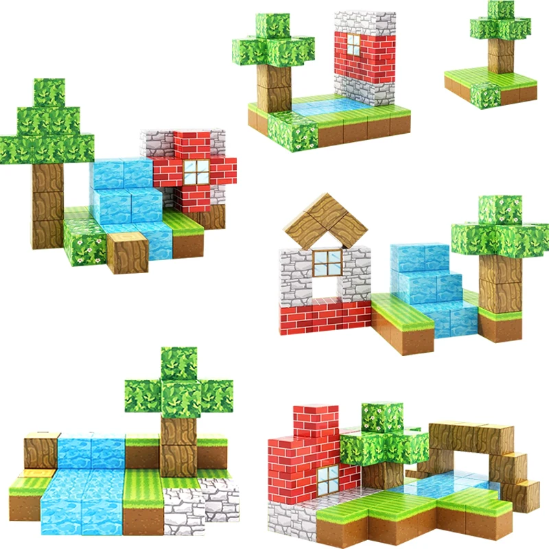 48 Uds. Bloques de construcción magnéticos, rompecabezas magnético, juego de construcción de juguetes, construcción de vástago, juguetes educativos Diy, regalos