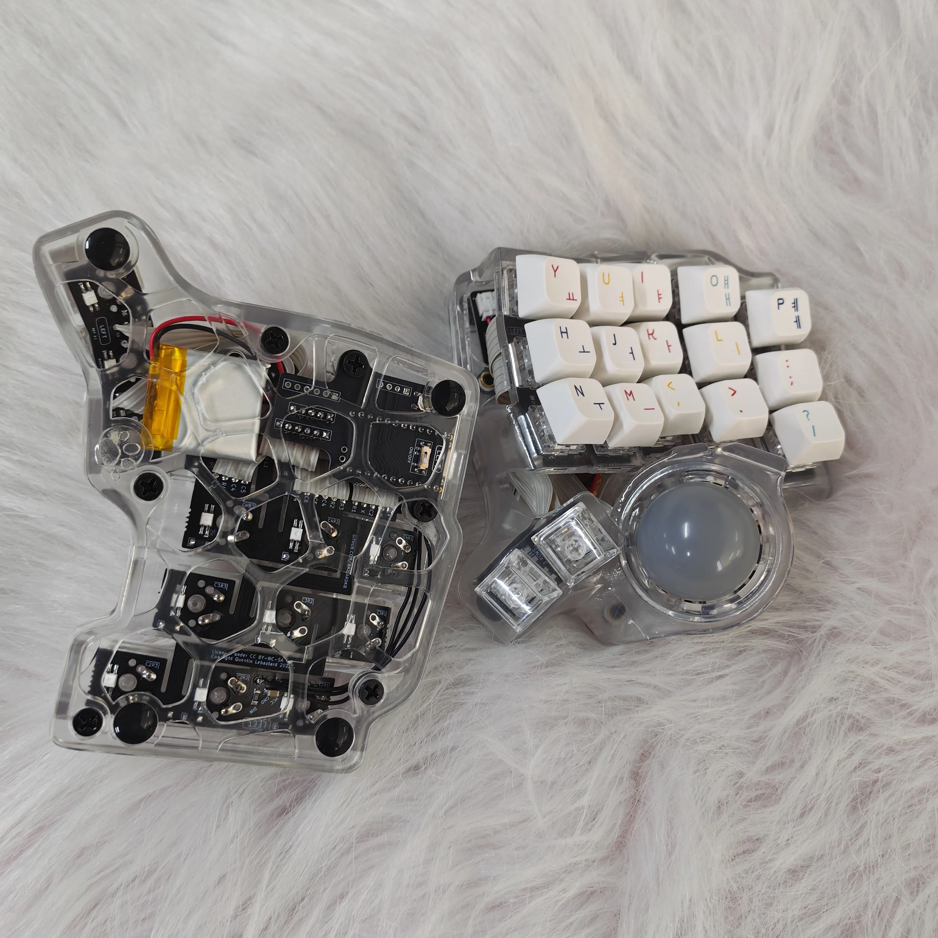 NEW Charybdis Nano Curved Split Keyboard Kit 3x5 Custom Transparent Resin Shell Trackball Bluetooth Wireless Dual-mode Hot Swap