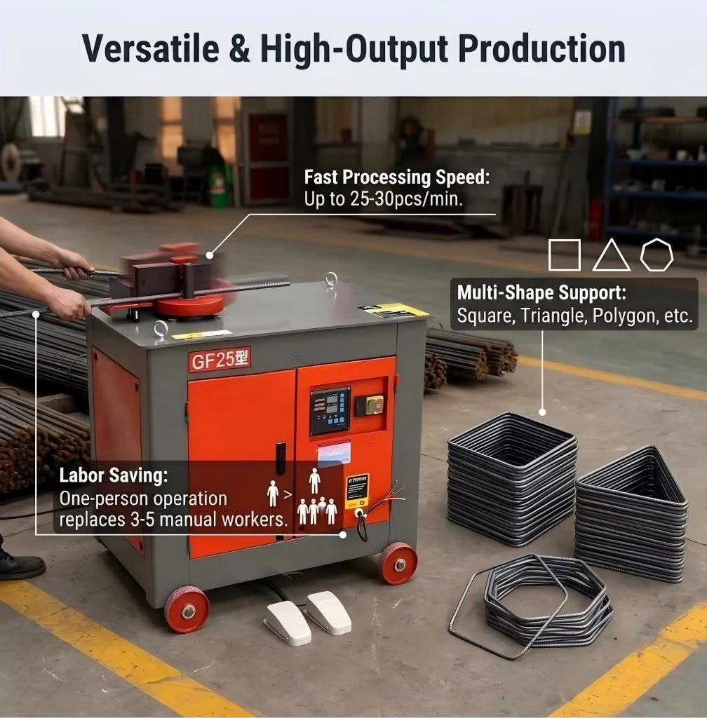Stirrup Bending Machine 4-22mm Rebar Bending Machine 3KW Pure Copper Motor Simple and Quick