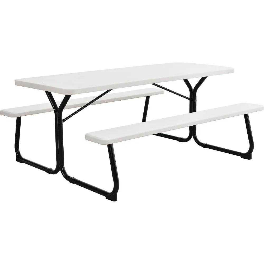 6' Plastic Picnic Table, Blow Molded Plastic, 72