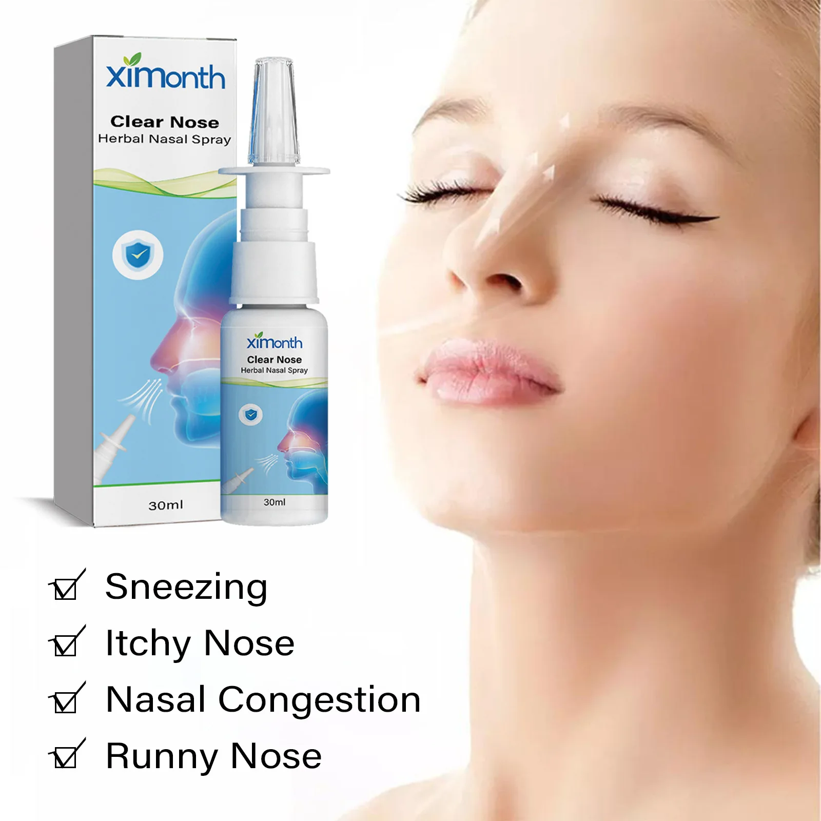 Nasal Spray Treatment Chronic Sinusitis Nasal Discomfort Nasal Drop Nose Itch Cool Herb Spray Health Care 30ml Belleza Y Salud