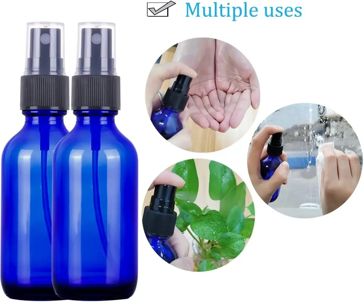 5 Pcs 5ml -100ml Glass Spray Bottle with Mist Sprayer for Essential Oil Refillable Portable Travel Blue Green Transparent Black