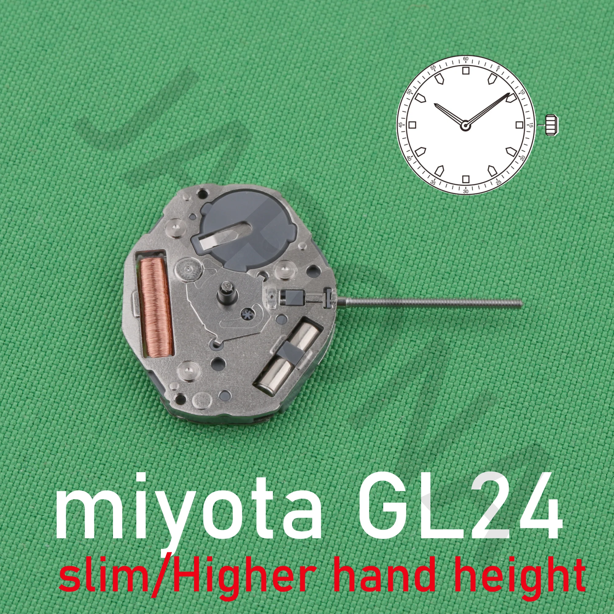 MIYOTA GL24 movement Japanese GL24 movement slim movement Higher hand height enables designs that take advantage of dial depth.
