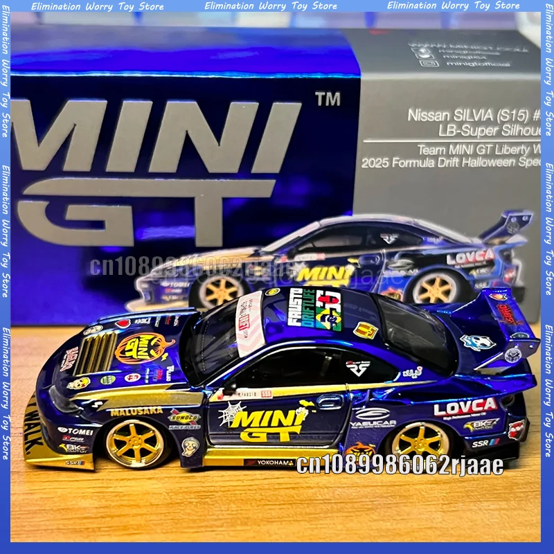 En stock MINI GT 1:64 # 1185 Nissan LB-Super Silhouette S15 SILVIA, Modelo de Auto de Aleación Fundida a Presión, Artículo de Colección, Producto Nuevo
