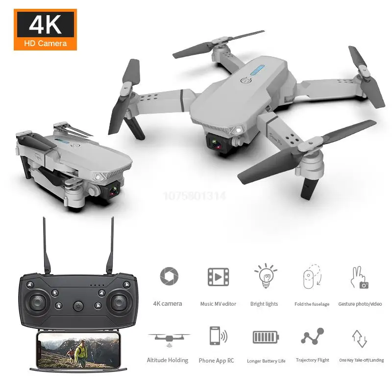 E88 Drone, EquippEd With HigH-definition 4K Drone Dual Cameras, AeriAl PhotograPhy, Folding AirplAne, Remote Control, Fixed