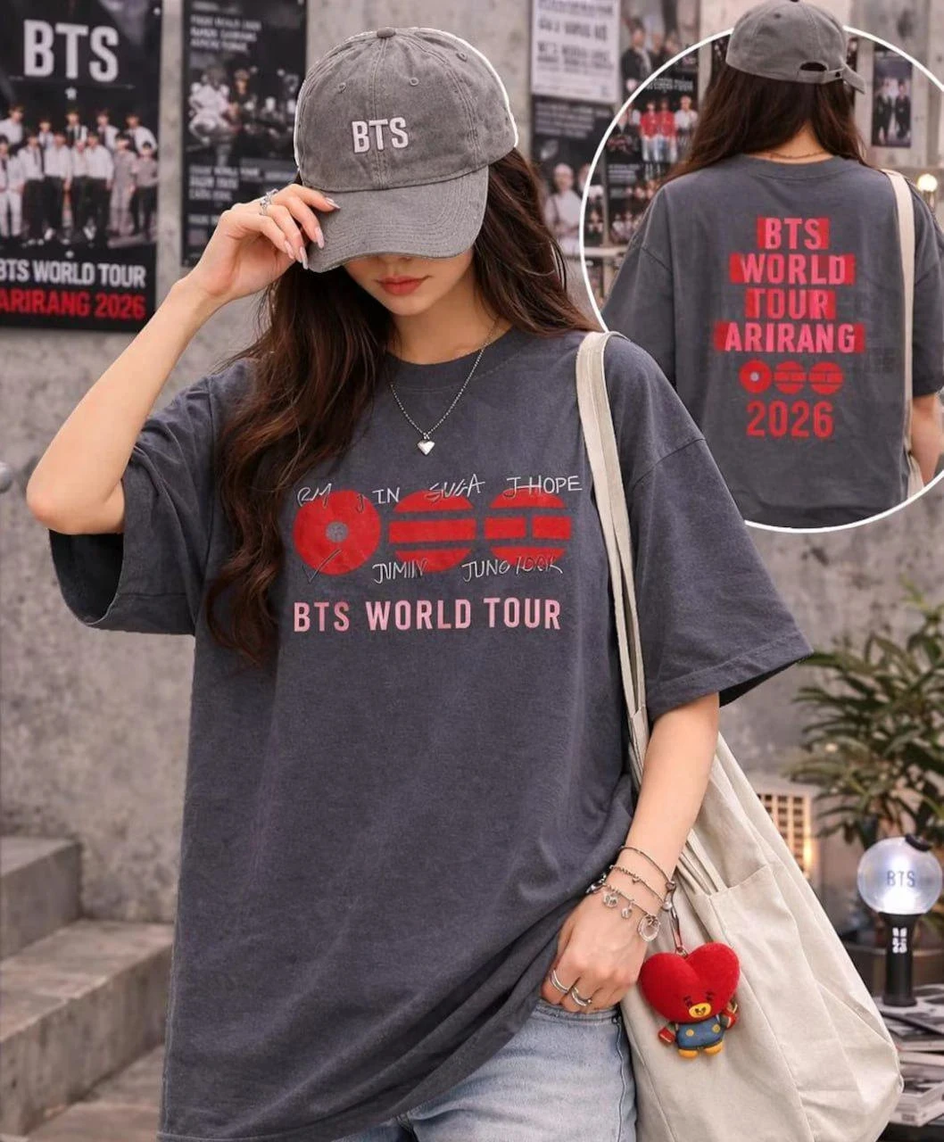 2026 Neues BTS World Tour Grafik Unisex Baumwoll-T-Shirt für Herren, Damen und Kinder, modisches T-Shirt, modisches Kurzarm-Oberteil – Detail 5