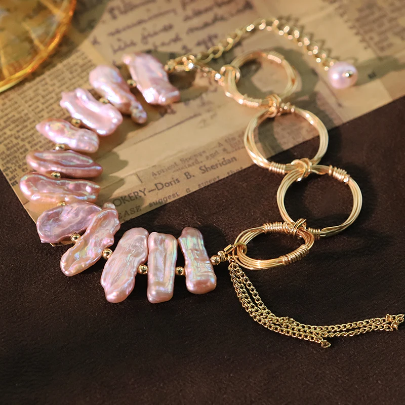 

Браслет-кольцо на палец с жемчугом в стиле барокко, 18-каратное гальваническое золото, дизайн, регулируемый банкет, свадьба, женские украшения GB0208