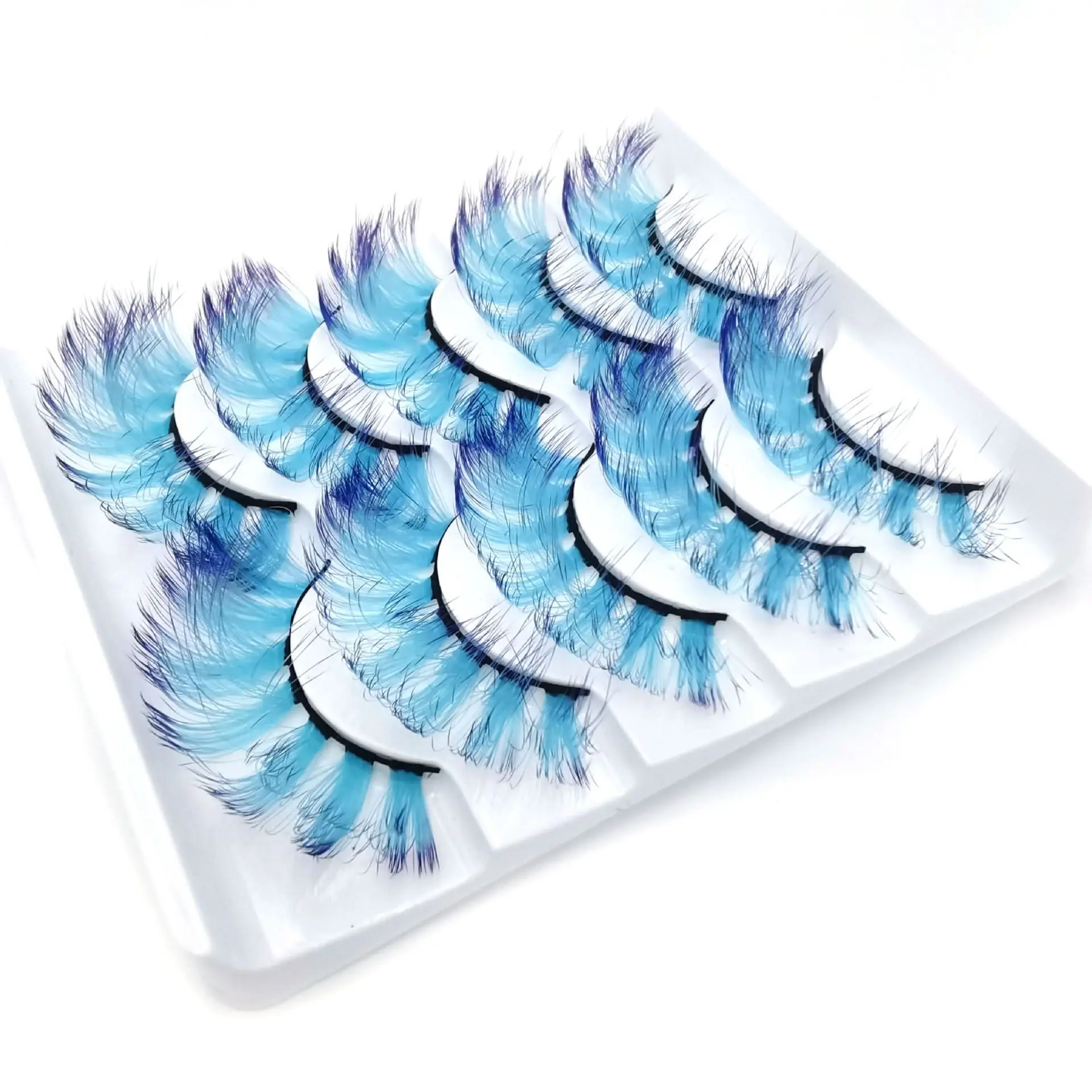 Gradient False Lashes Ombre Natural Long Colorful Eyelashes Bulk Fluorescent Makeup Fake Lash Party Colored Lashes for Cosplay