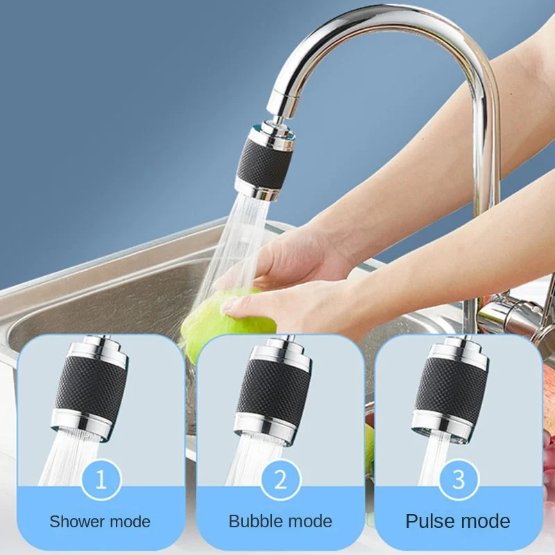 720° Swivel Kitchen Filter Faucet 3 Mode Adjustable Faucet Extender Sparkling Water Purifier Splashproof Kitchen Faucet Spout