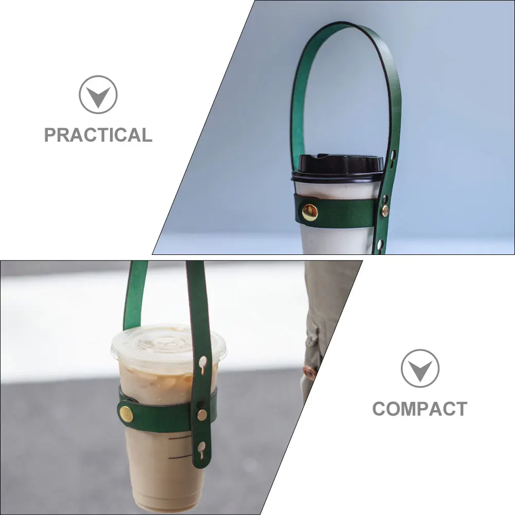 

2Pcs Portable held Pu Cup Holder Drink Sleeve Iced Coffee Sleeve for Coffee Tea Adjustable Travel Green