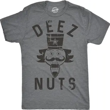 남성용 미친 개 Deez 너트, 재미있는 크리스마스 티셔츠, 호두까기 인형, 유머 크리스마스 펑크 셔츠 