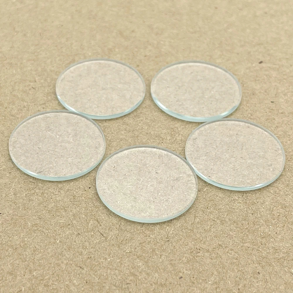 Cristal plano y redondo, pieza de reparación de lente de reloj transparente, Mineral, tamaño pequeño, 16mm-26mm, 1mm de espesor