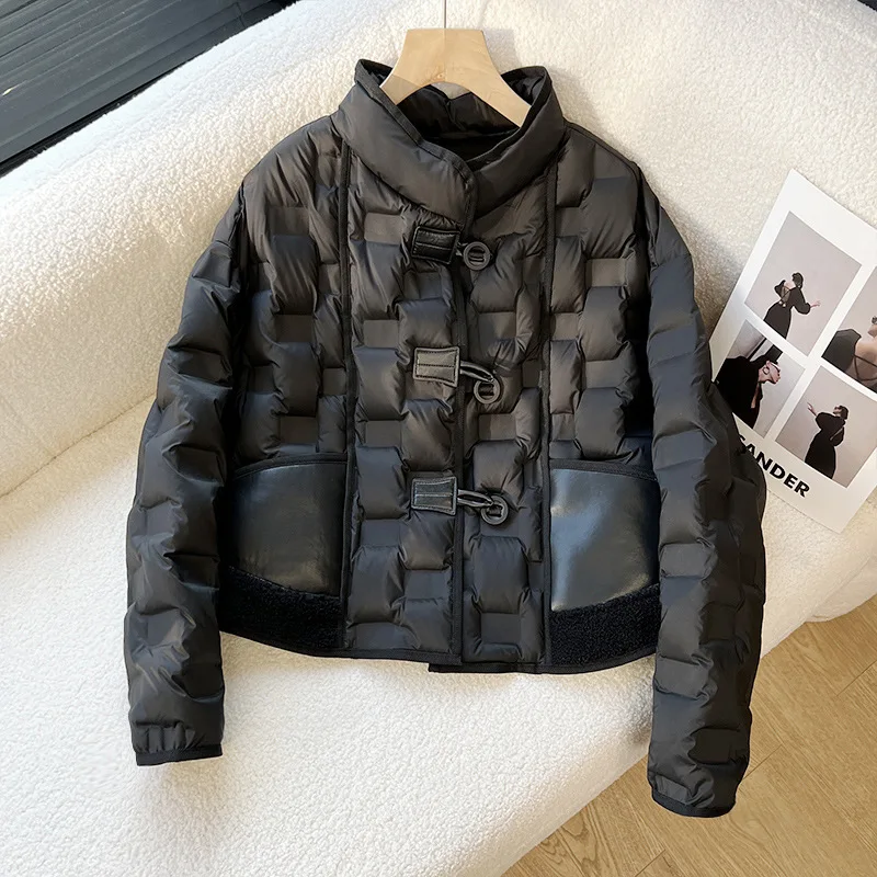 2025년 가을/겨울 신상 여성 숏 다운 재킷, 패치 포켓 싱글 버튼 다용도 아우터