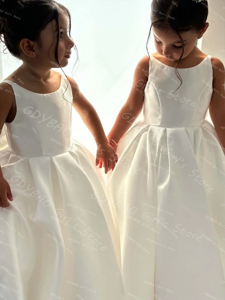 Vestido de niña de flores de color marfil con correa de lazo, Mini vestido de novia para novia, vestido de baile para niños, vestido de primera comunión, Vestidos de novia personalizados