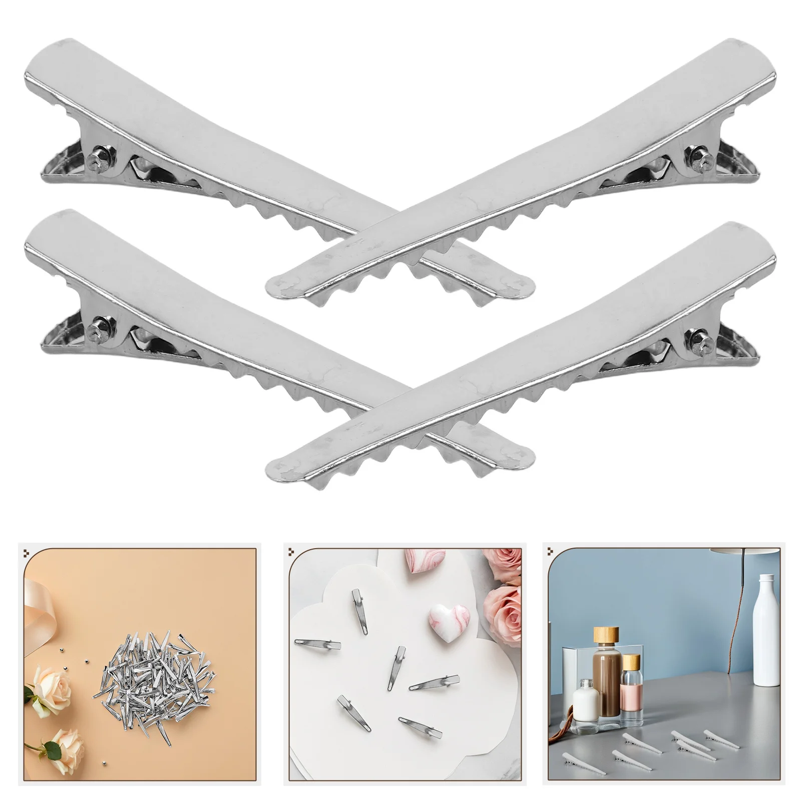 

100Pcs Duckbill Hair Clips Metal Silver Non Slip Design Hair Sectioning Clips Salon Styling Clamps Hairdresser Tool for Women