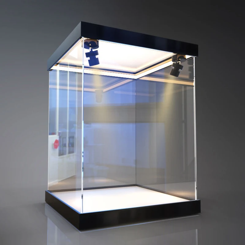 Display Case with Light w/h Door Assemble Storage Box Organizer Dustproof Showcase for Toy/Collectibles/Figure/Lego/Car