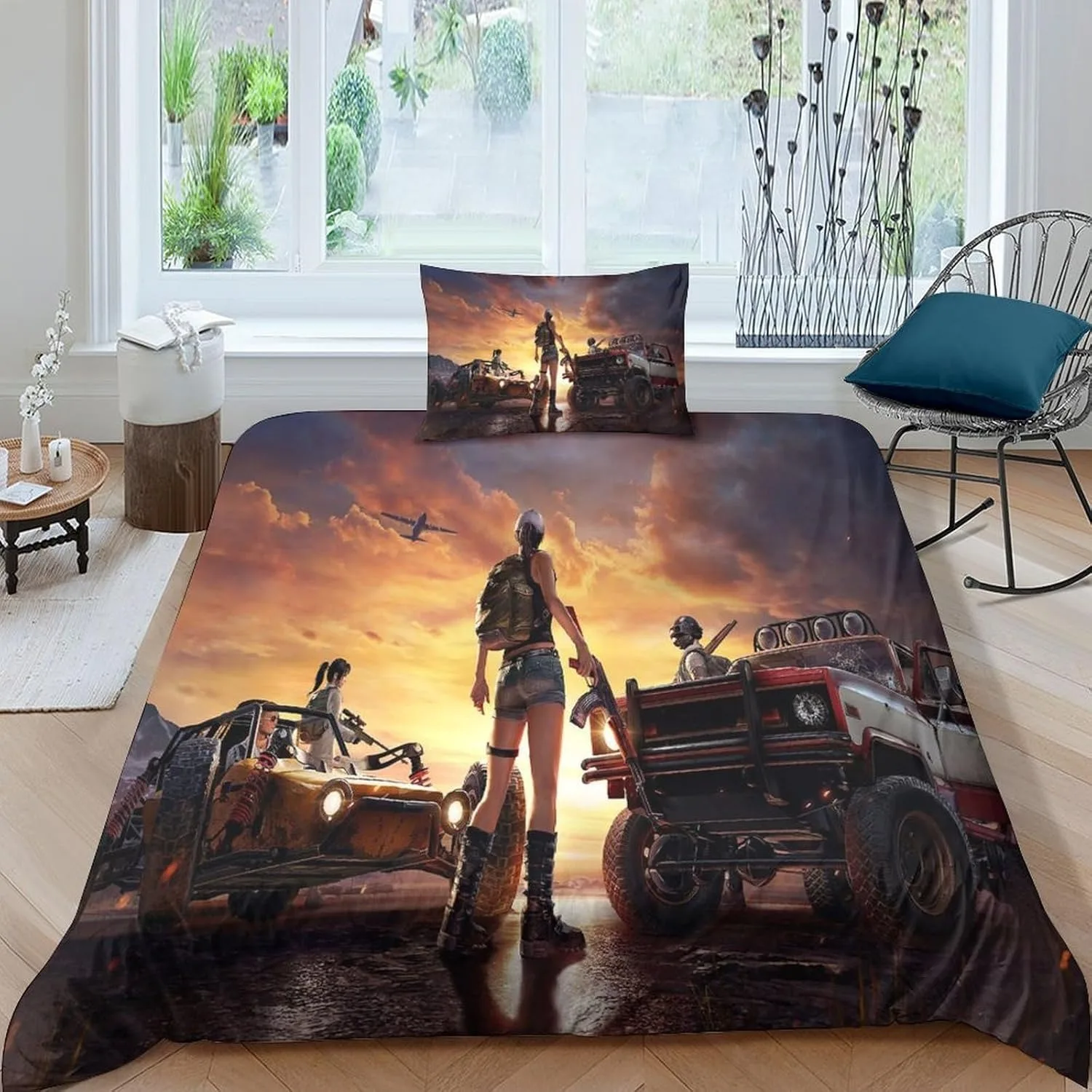 

Game PUBG Duvet Cover Pillowcase Shooting Survival Bedding Set Adult Boy Girl Bedroom Decoration Children Single Double Size