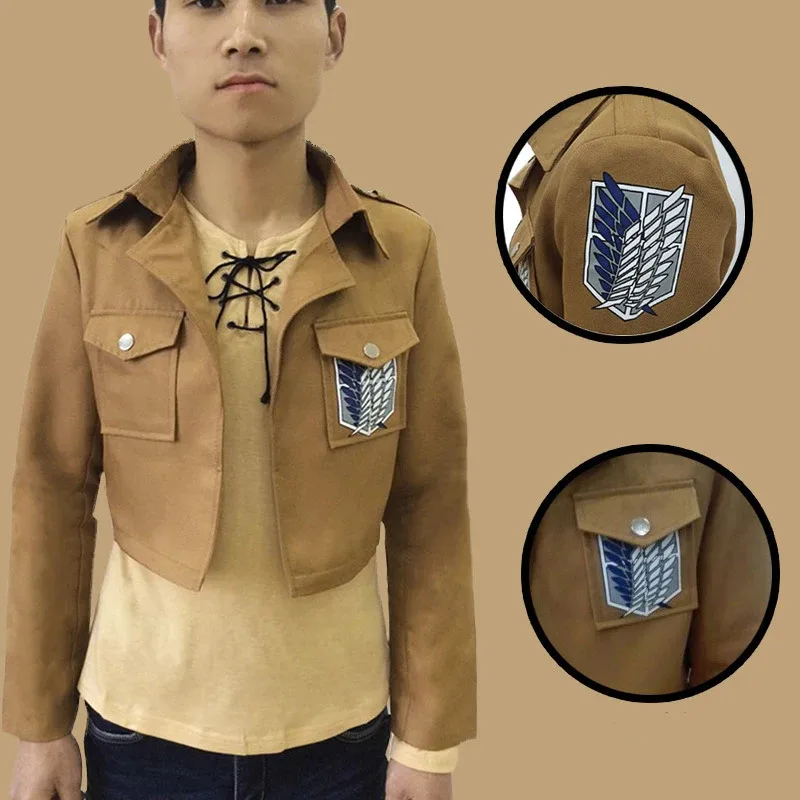 dy20進撃の巨人-ミカサ・アッカーマン-フルコスプレ衣装セット-レザーショートパンツ-ジャケット-ショール-ベルト-スーツ-アニメ用