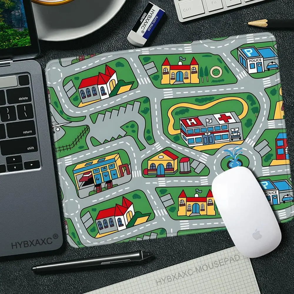 Car City Road Hut 90er Jahre Nostalgisches Spielzeug Mauspad in verschiedenen Größen, großes quadratisches Computer-Büro-Spiel-Tischpad, XS Gummi-Anti-Rutsch-Matte