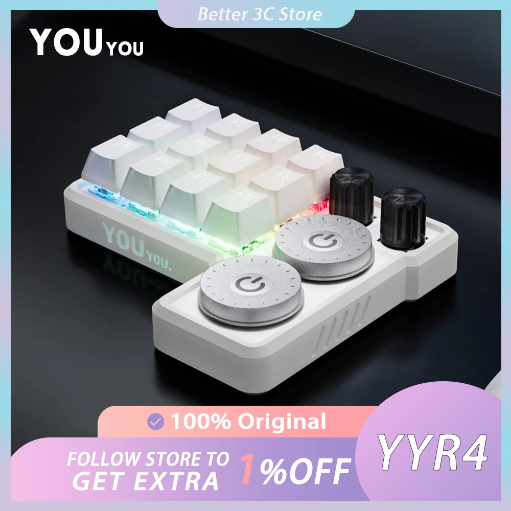 YOUYOU YYR4 Customized Keyboard Multifunctional Knob RGB Backlight Hot Swap Mini Keyboard For Retoucher Editor Illustrator Gifts