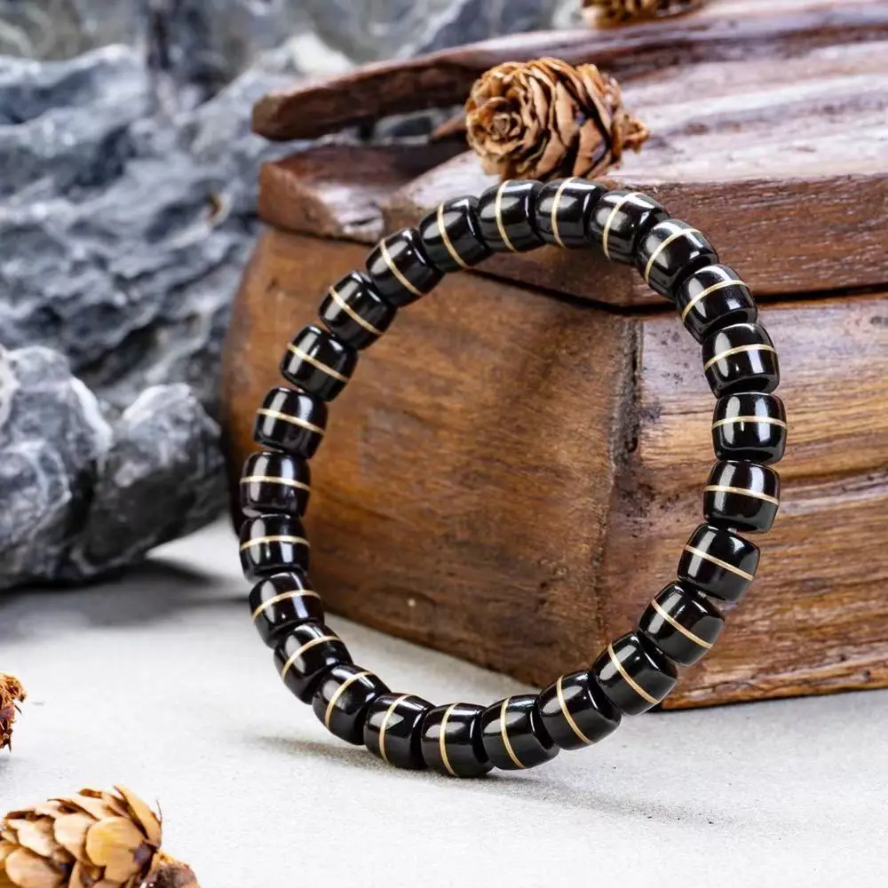 Indonesian Old Material Coconut Tie Handstring Pharmacist Single Circle Straight Cut Black Gold Coconut Tie with Copper High Oil