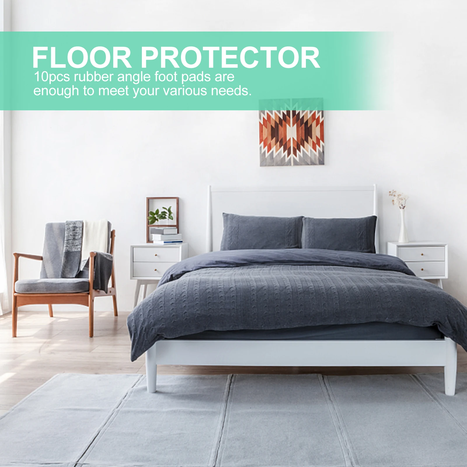 

10pcs L-Shape Rubber Angle Iron Foot Pads Floor Protectors Furniture Leg Caps End Covers For Home Office Use Durable Easy