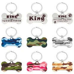 Customized Pet Nameplate Free Engraving Name ID Tag for Dog Cat Collar Necklace Personalized Puppy Anti-lost Nametag Bone Shape
