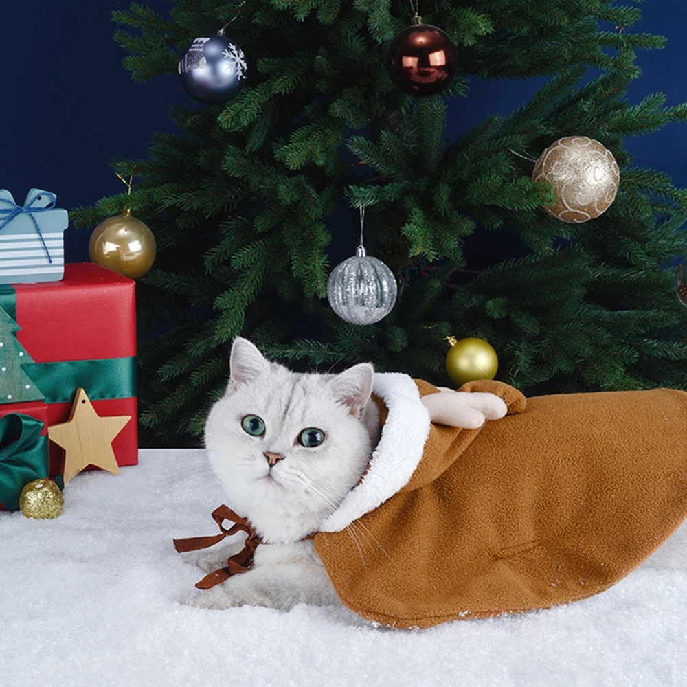 Pet Christmas Clothing Dogs Transformation Cloak Cosplay Costume Autumn Winter Warm Adjustable Cats Fashion Hoodie Accessories