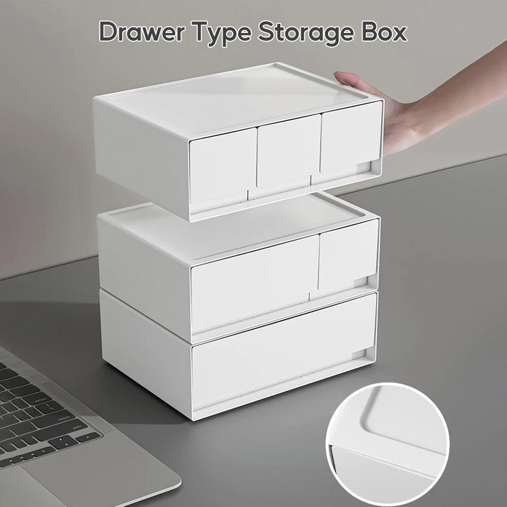 Desktop Storage Box With Drawers Stackable Drawer Organizer For Bedroom Plastic Storage Box For Stationery Makeup