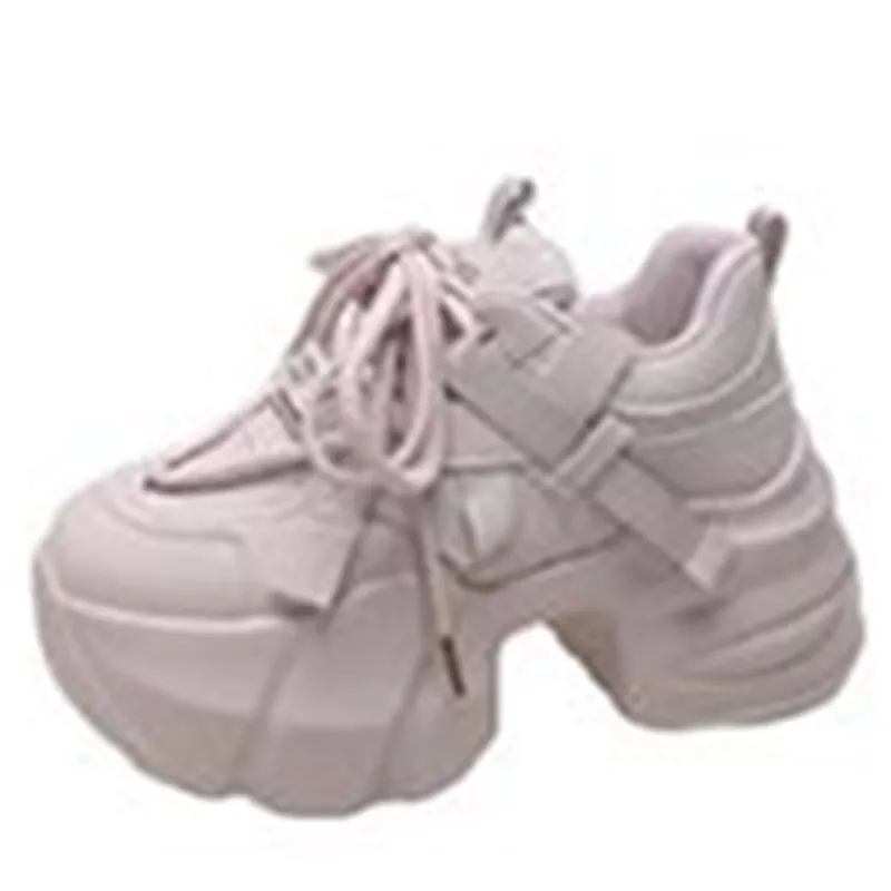 

Новые женские осенние кроссовки на массивном каблуке 8 см, кожаная обувь на толстой подошве, вулканизированная обувь на высокой платформе, весенняя повседневная спортивная обувь для папы