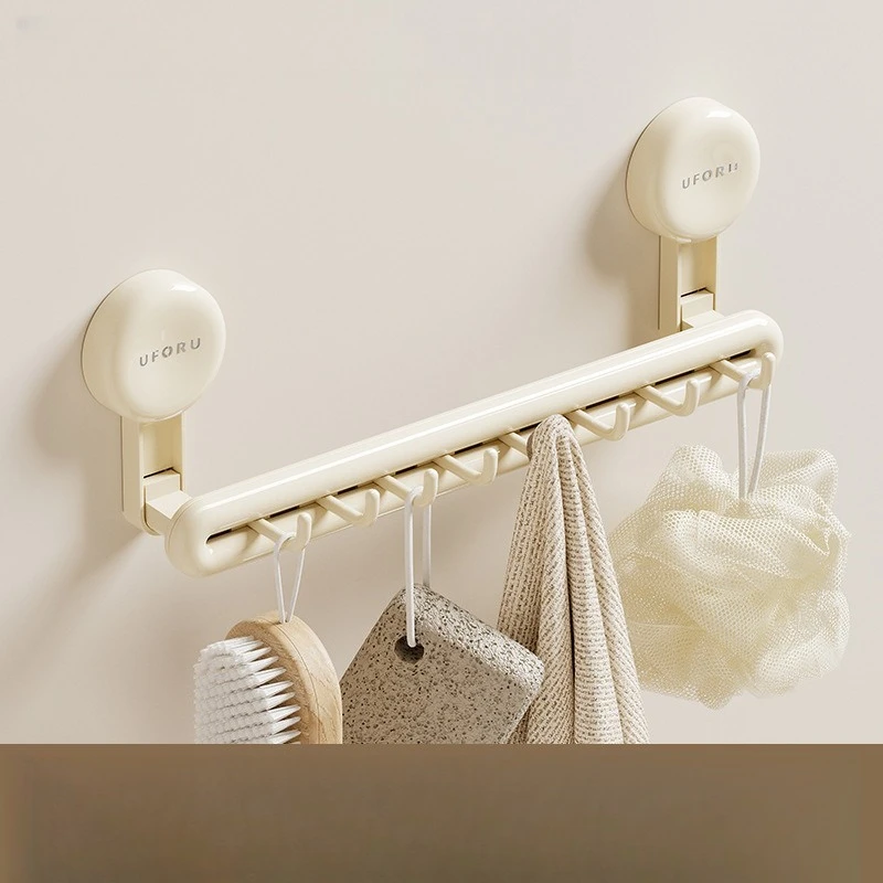 吸盤式タオルラック-穴あけ不要-浴室ハンガー-延長フック-簡単アクセス-タオル棚