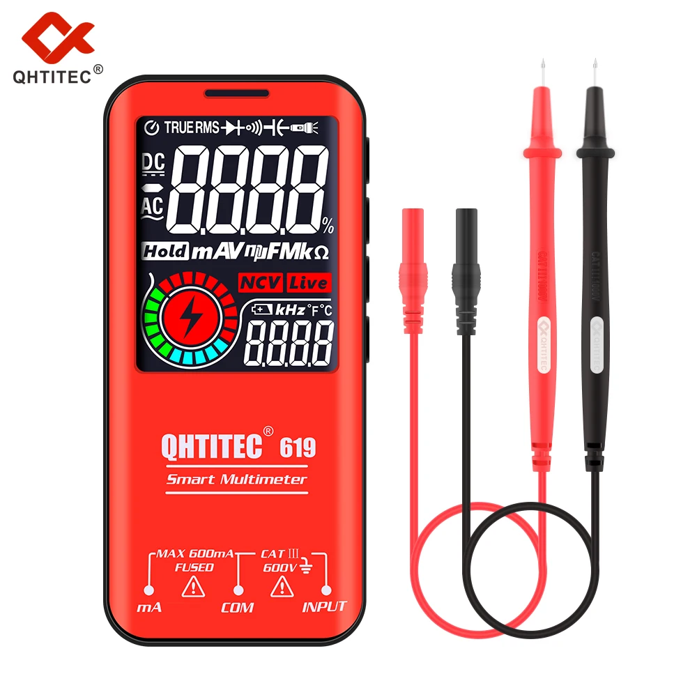 

QHTITEC Digital Multimeter 3.5 Inch Large Screen Display 6000 Counts Tester T-RMS DC AC Voltage Capacitance Ohm NCV Multimetro