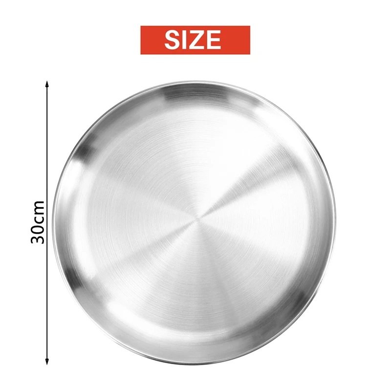 4 Pack 12 Inch Pizza Tray,Stainless Steel Pizza Oven Baking Tray,Round Pizza Baking Sheet,For Baking Roasting Serving