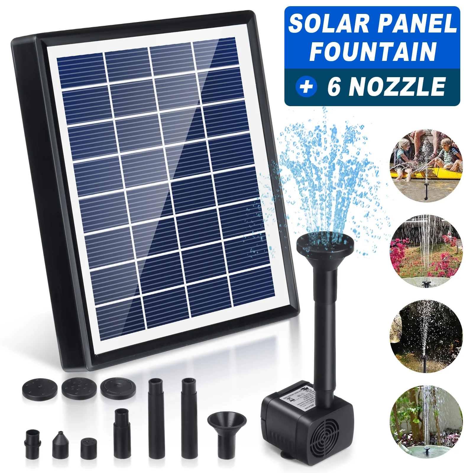 2W Mini Solar Fountain Pump Power Panel Kit Solar Panel Water Pump for Garden Pool Water Fountain Indoor Bird Bath Outdoor