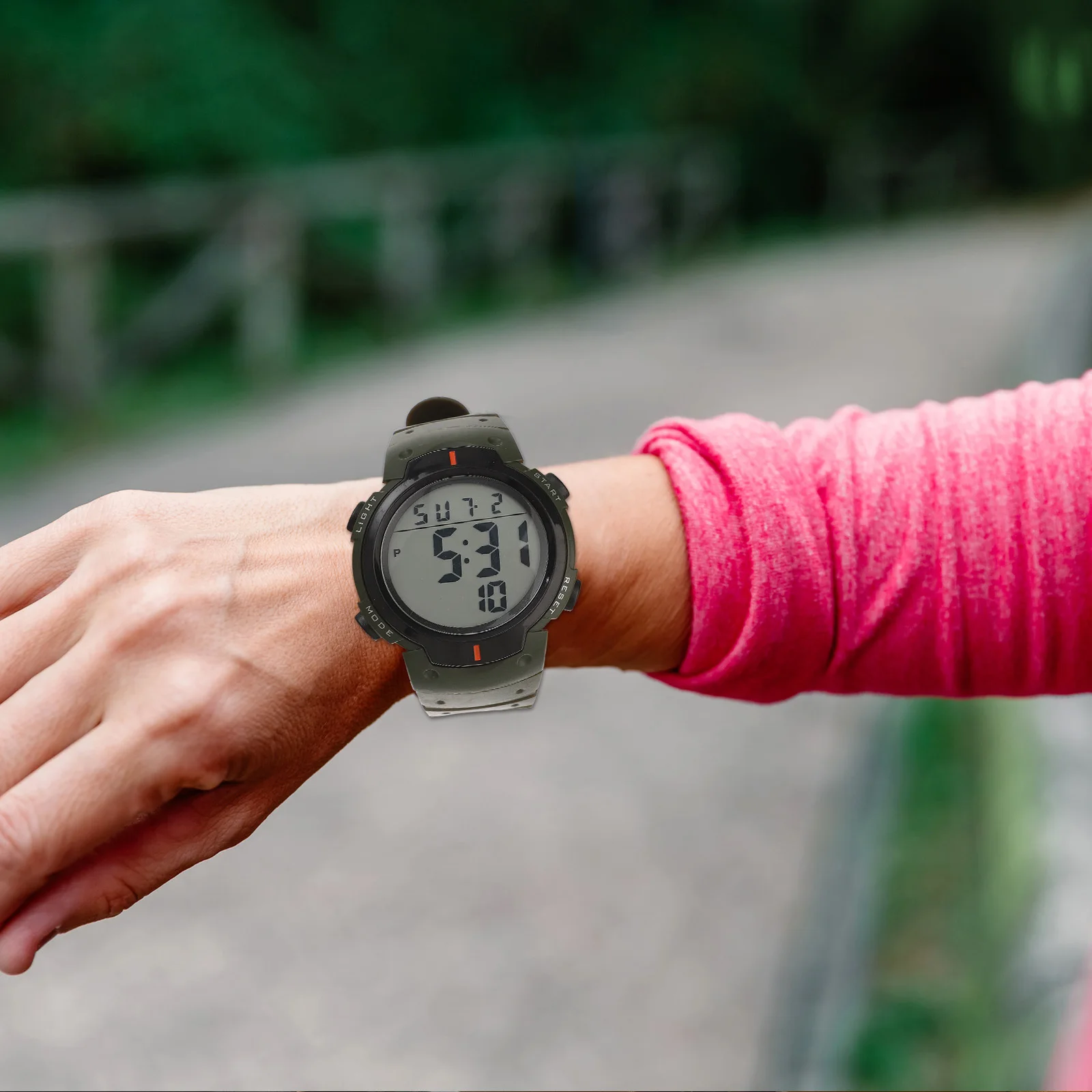 

1Pcs Waterproof Electronic Watch Dark Green Outdoor Sports Wristwatch Multifunction Luminous Casual Watch for Men