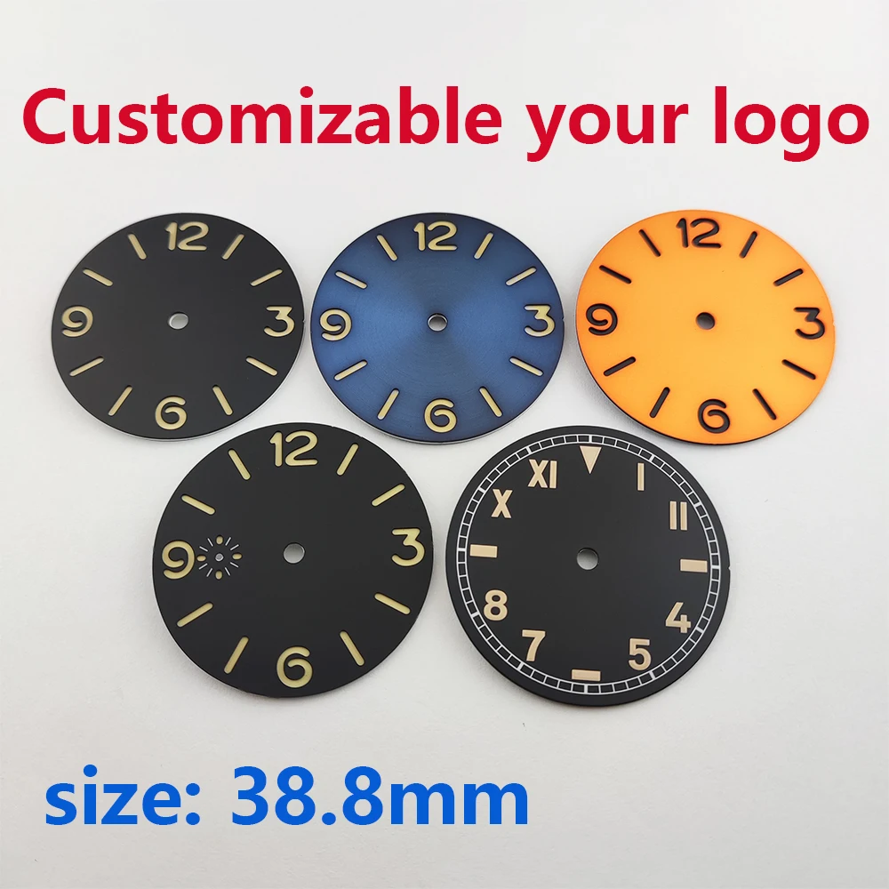 Watch Dial 38.8mm Green Luminous Sterile Dial Custom Logo Watch Accessories Suitable For ETA 6497/ST3600 Mechanical Movement