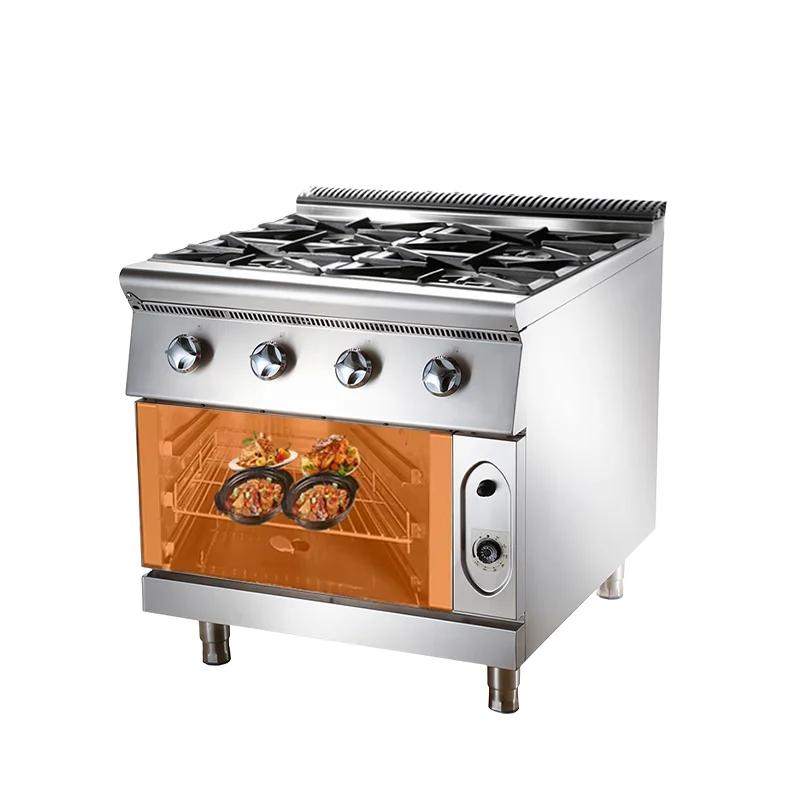 

Commercial gas range stove Stainless steel kitchen equipment stainless steel gas 4 burner range with oven