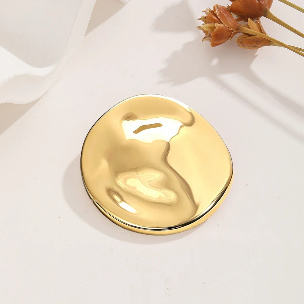 Minimalist Style Liquid Metal Sense Irregular Disc Brooches For Unisex Fashion Pin Jewelry Office Party Accessory Practical Gift