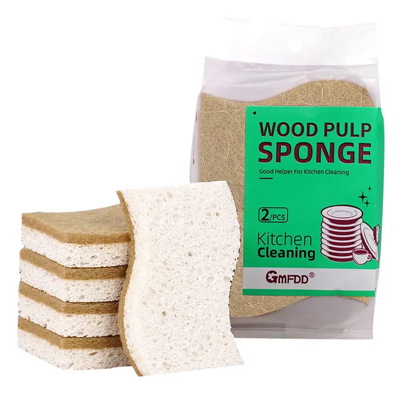 6Pcs Double Sided Light Brown Sisal Sponge Scrubber High Foam Dishwashing Sponge Coconut Fiber Cleaning Pad Scouring Sponge