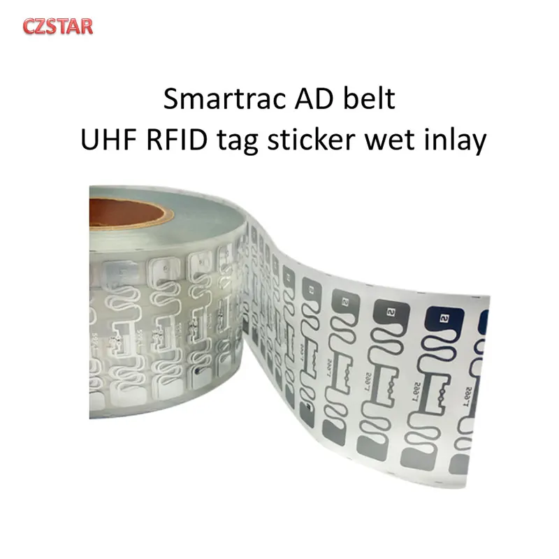 Czstar 100pcs Smartrac belt uhf rfid tag Smartrac DogBone RFID uhf tag M730 M750 Impinj R6 M4D long range RFID uhf tag sticker