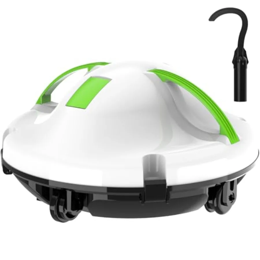 Cordless robotic pool cleaner for above-ground and inground flat pools up to 1000 sq.ft, ABS plastic body, black-gray color, 12