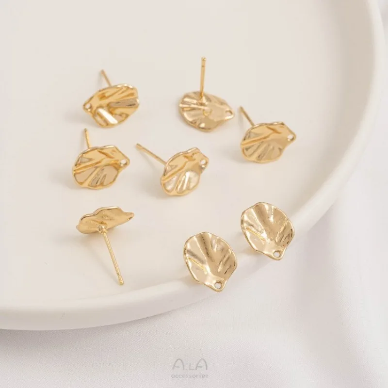 

Материалы для изготовления серег: позолоченные 14K золотом, плиссированные, с изогнутой поверхностью, в форме листа, с отверстием для подвешивания, для самостоятельного изготовления жемчужных серег