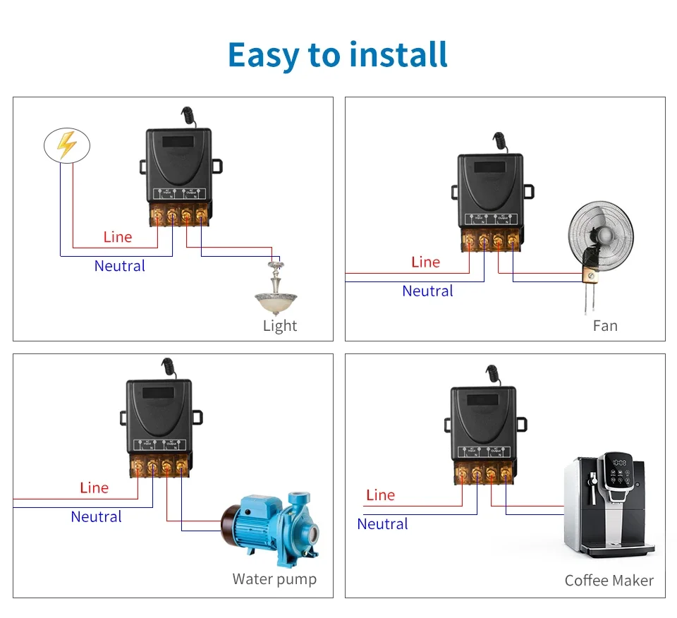 RF433MHz Funkfernbedienungsschalter Relaisschalter 12V 24V 220V 110V EIN/AUS-Sender für Licht, Lampe, Motor, Wasserpumpe, Tür – Detail 5