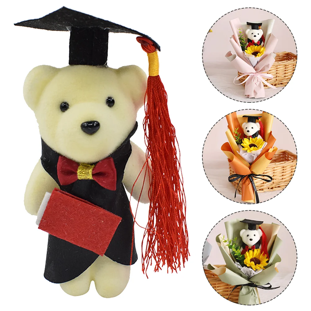 8 Pcs Graduation Gift Bouquet DIY Supplies Toy Mini Bear Adornments for Dolls Polyester Ornaments