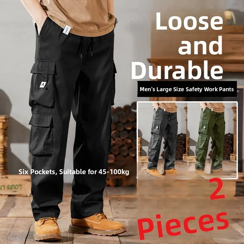 

Мужские повседневные рабочие брюки свободного кроя для активного отдыха, весна-осень, прочные, прямые штаны с шестью карманами