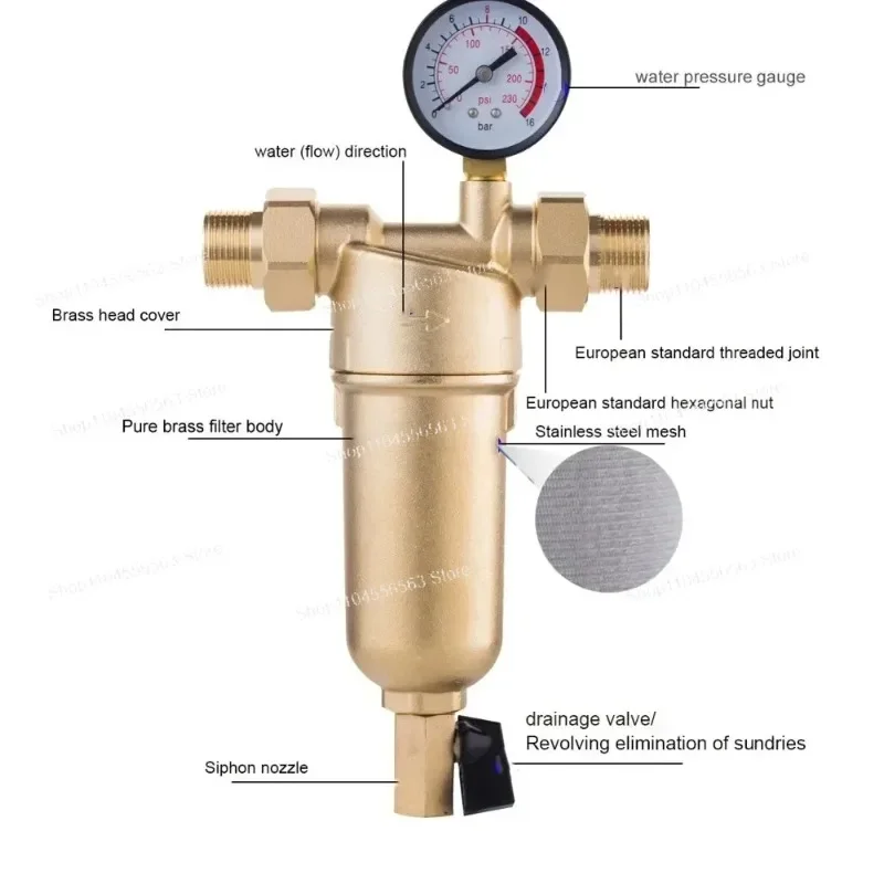 

All-copper pre-filter household tap water pipe filter copper material backwash large flow water purifier