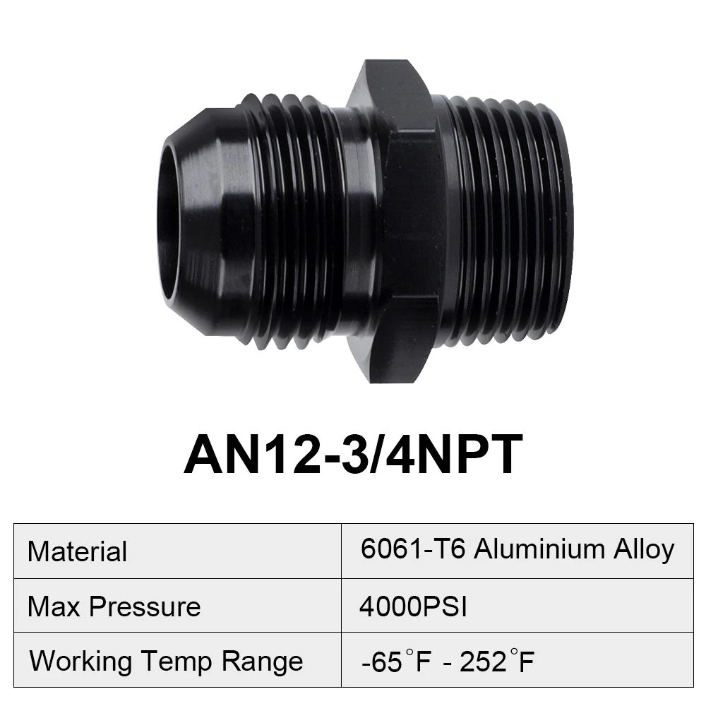 

Aluminum Fuel/Oil/Air Hose Fitting - Male Adapter Straight AN Flare Male to NPT Pipe Bare Thread For Automotive Marine wholesale