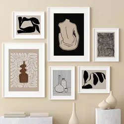 Abstract Figures Body Lines Vase Leaf Wall Art Canvas Painting Posters And Prints Hotel Bar Pictures For Living Room Home Decor